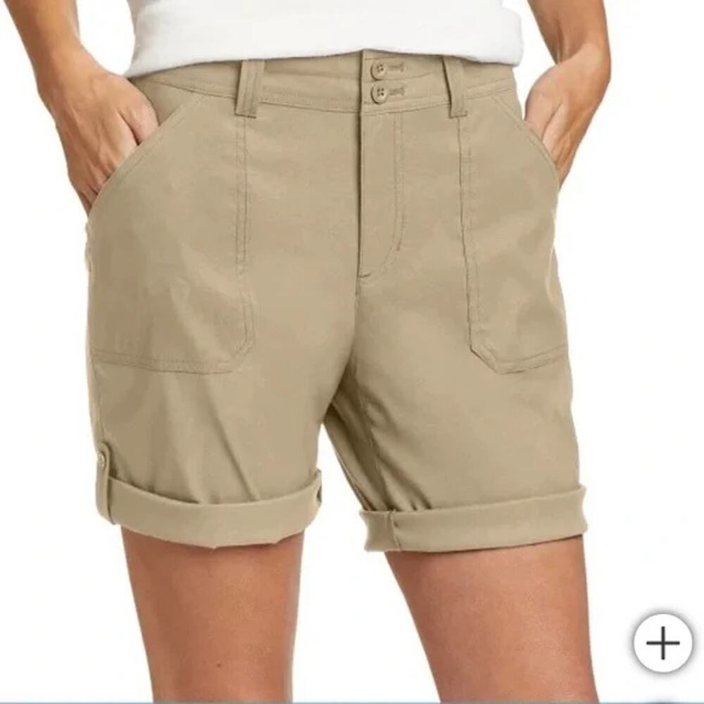 NWT EDDIE BAUER Rolled Hem Tan Bermuda Short Size 6